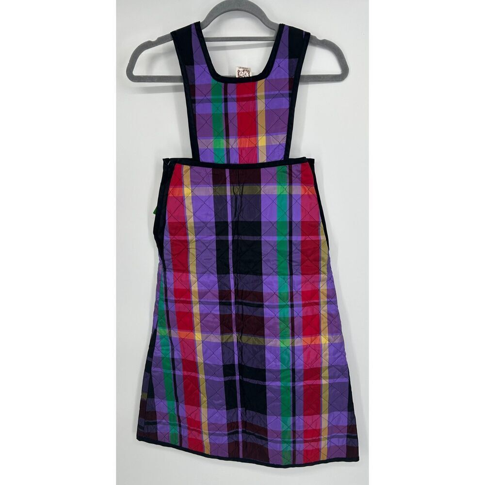 NWT Vintage Plaid Anne Klein Girls Kids size 7 Quilt Jumper Dress Apron - Picture 2 of 8